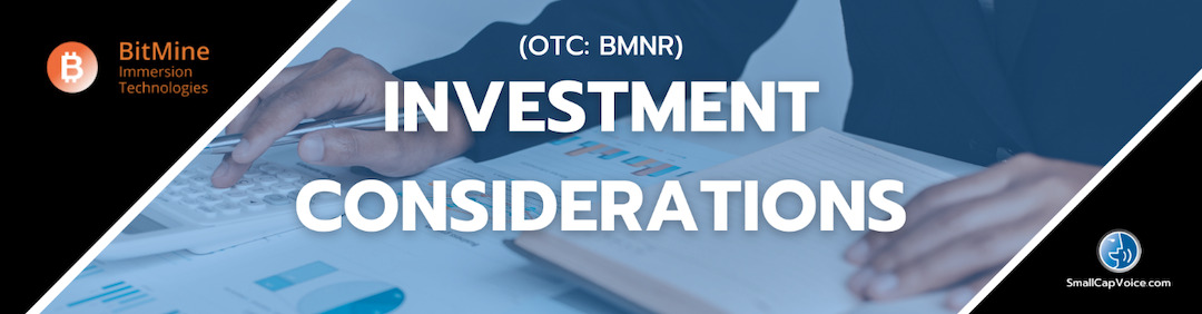 BitMine Immersion Technologies Inc (OTC : BMNR) investment considerations